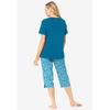 Dreams & Co. Plus Size 2-Piece Capri Cotton PJ Set(Pale Ocean Paisley)