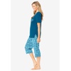 Dreams & Co. Plus Size 2-Piece Capri Cotton PJ Set(Pale Ocean Paisley)