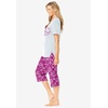Dreams & Co. Plus Size 2-Piece Capri Cotton PJ Set(Raspberry Peace Sign)