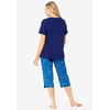 Dreams & Co. Plus Size 2-Piece Capri Cotton PJ Set(Soft Blue Paw Print)
