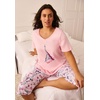 Dreams & Co. Plus Size 2-Piece Capri Cotton PJ Set(Soft Iris Butterflies)