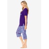 Dreams & Co. Plus Size 2-Piece Capri Cotton PJ Set(Soft Iris Starfish)
