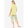 Dreams & Co. Plus Size 2-Piece Capri Cotton PJ Set(Yellow Cats)