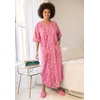 Dreams & Co. Women’s Plus Size Long French Terry Zip-Front Robe (Petite Available)(Rich Violet Roses)