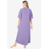 Dreams & Co. Women’s Plus Size Long French Terry Zip-Front Robe (Petite Available)(Rich Violet Roses)
