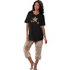 Dreams & Co. Plus Size 2-Piece Capri Cotton PJ Set(Classic Leopard)