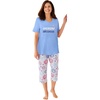 Dreams & Co. Plus Size 2-Piece Capri Cotton PJ Set(Multi American Dreaming)