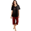 Dreams & Co. Plus Size 2-Piece Capri Cotton PJ Set(Red Buffalo Plaid)