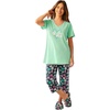 Dreams & Co. Plus Size 2-Piece Capri Cotton PJ Set(Soft Blue Paw Print)