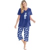 Dreams & Co. Plus Size 2-Piece Capri Cotton PJ Set(Ultra Blue Presents)