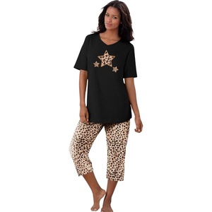 Dreams & Co. Plus Size 2-Piece Capri Cotton PJ Set(Classic Leopard)