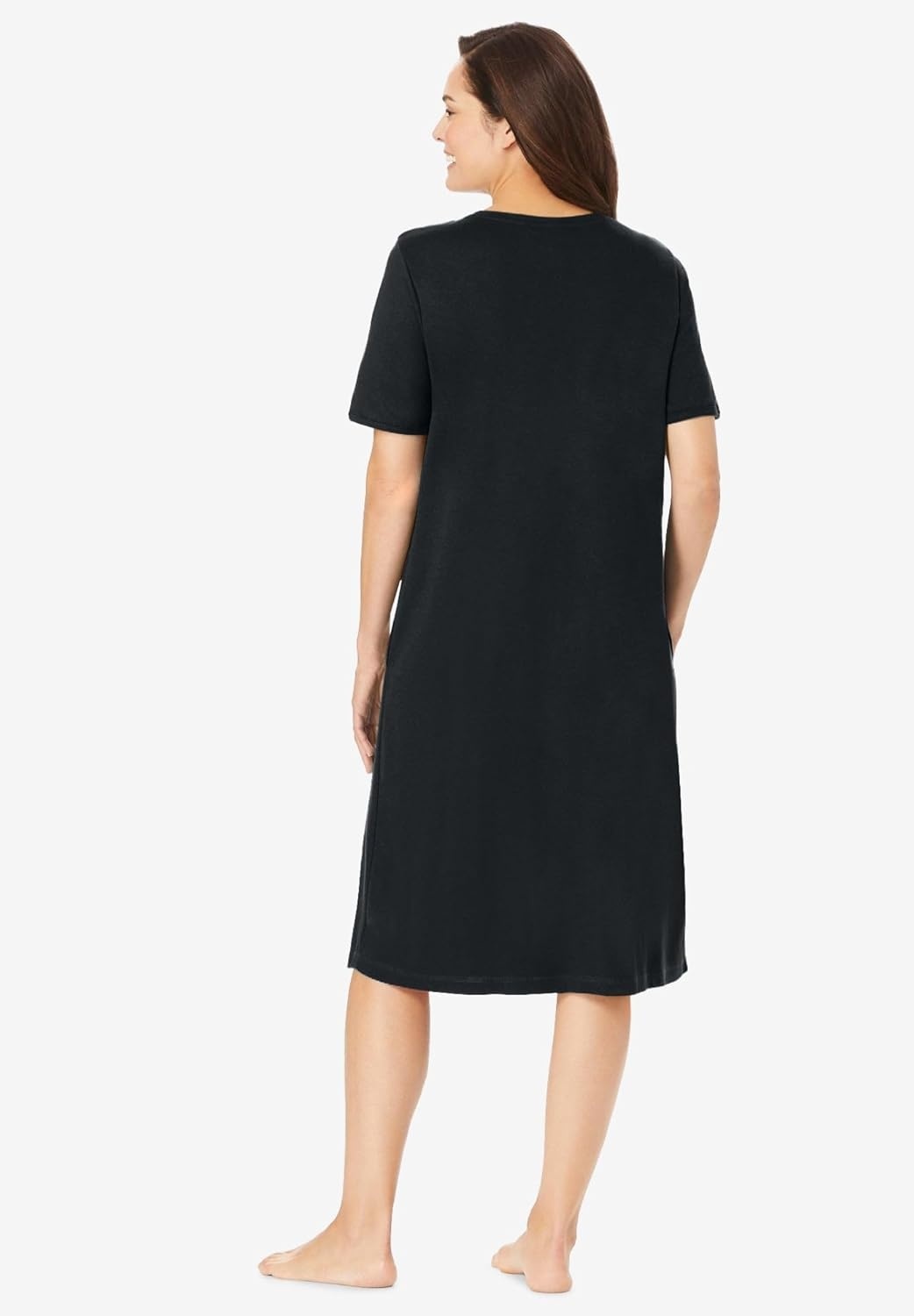 image:imageDreams amp Co Plus Size VNeck Short Sleeve Short TShirt LoungerBlack