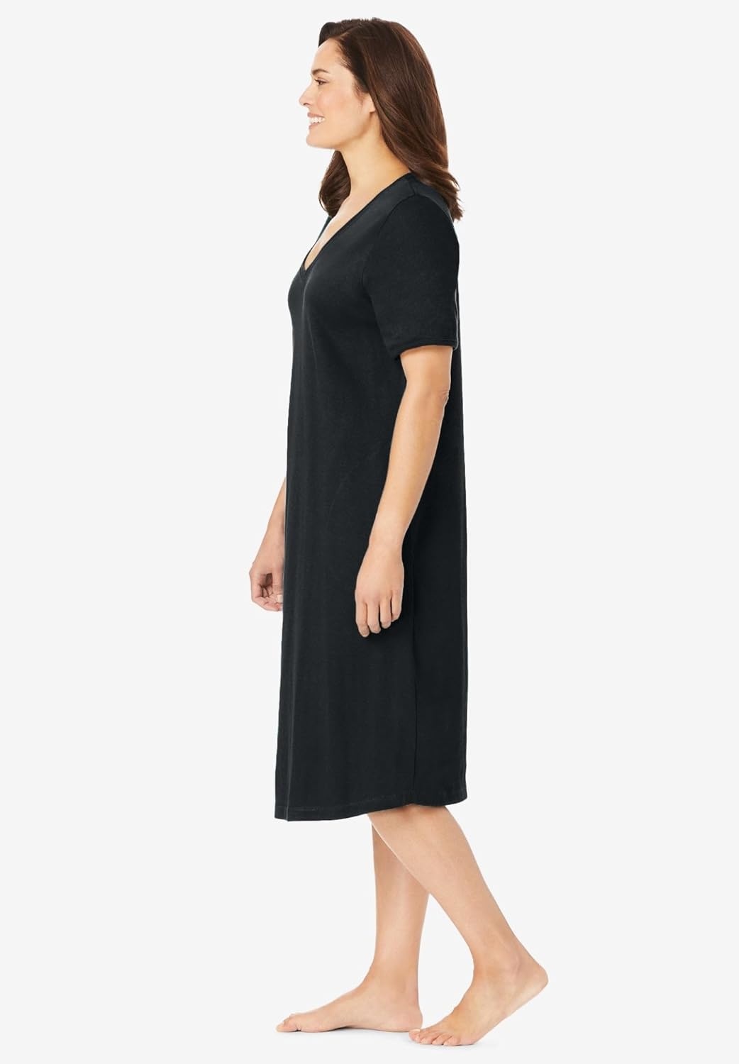 image:imageDreams amp Co Plus Size VNeck Short Sleeve Short TShirt LoungerBlack