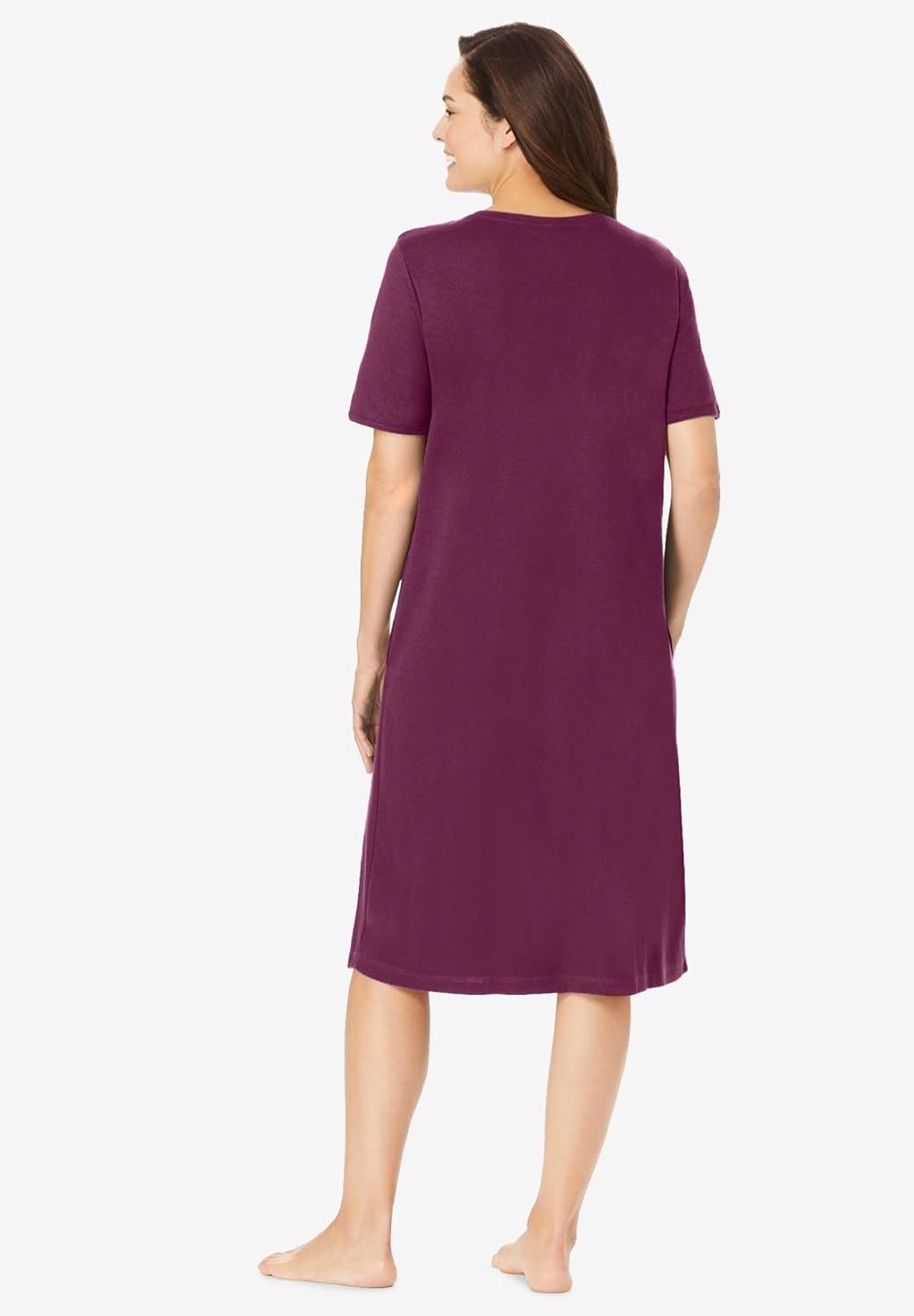 image:imageDreams amp Co Plus Size VNeck Short Sleeve Short TShirt LoungerDeep Claret