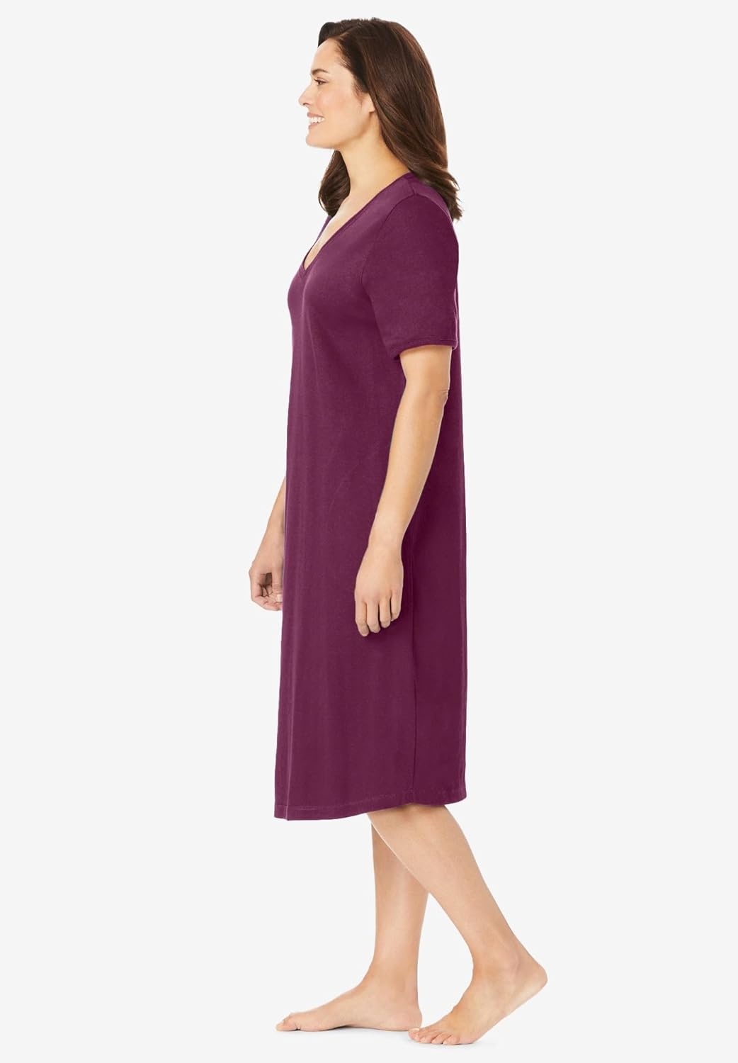 image:imageDreams amp Co Plus Size VNeck Short Sleeve Short TShirt LoungerDeep Claret
