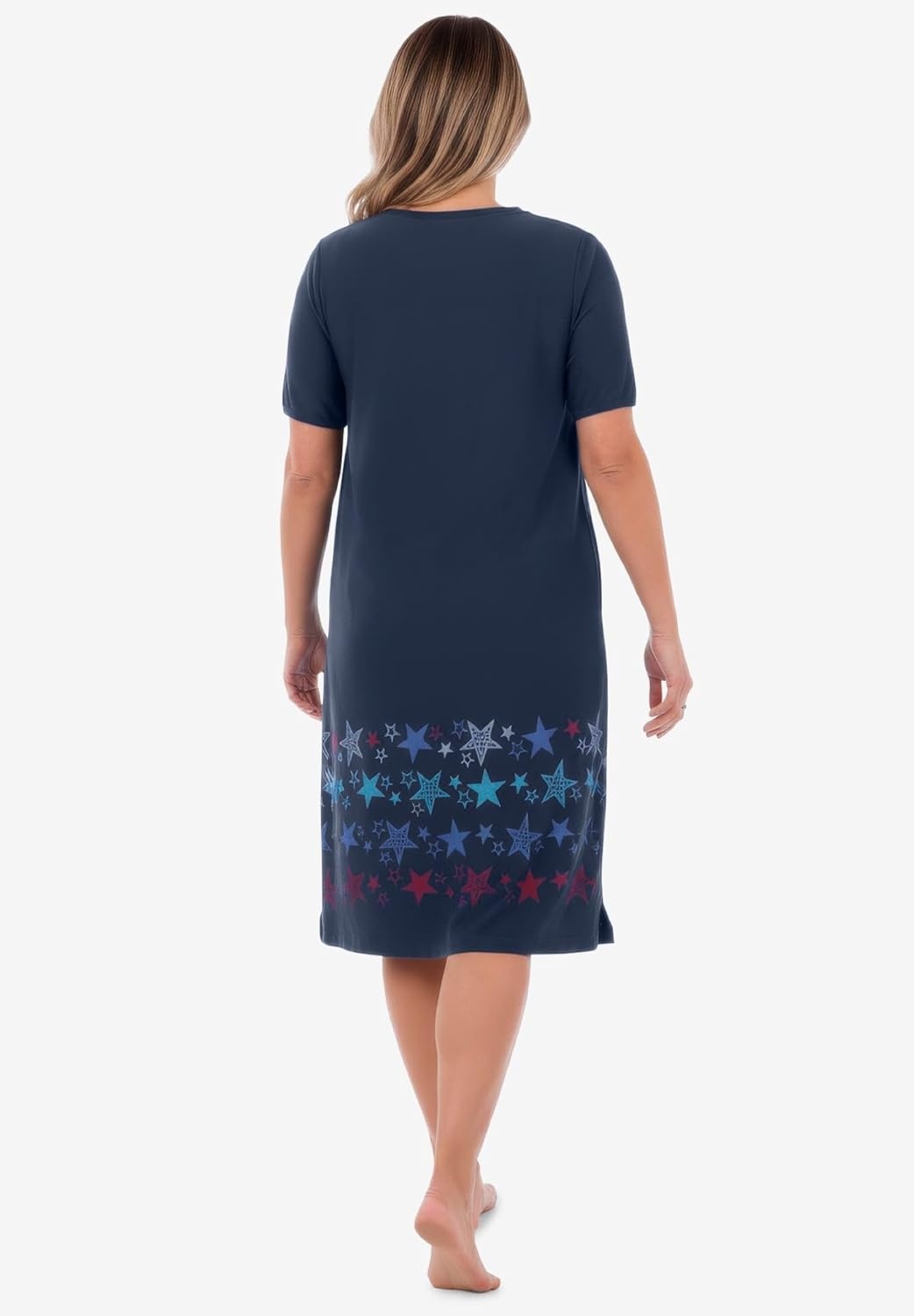 image:imageDreams amp Co Plus Size VNeck Short Sleeve Short TShirt LoungerNavy Dancing Stars