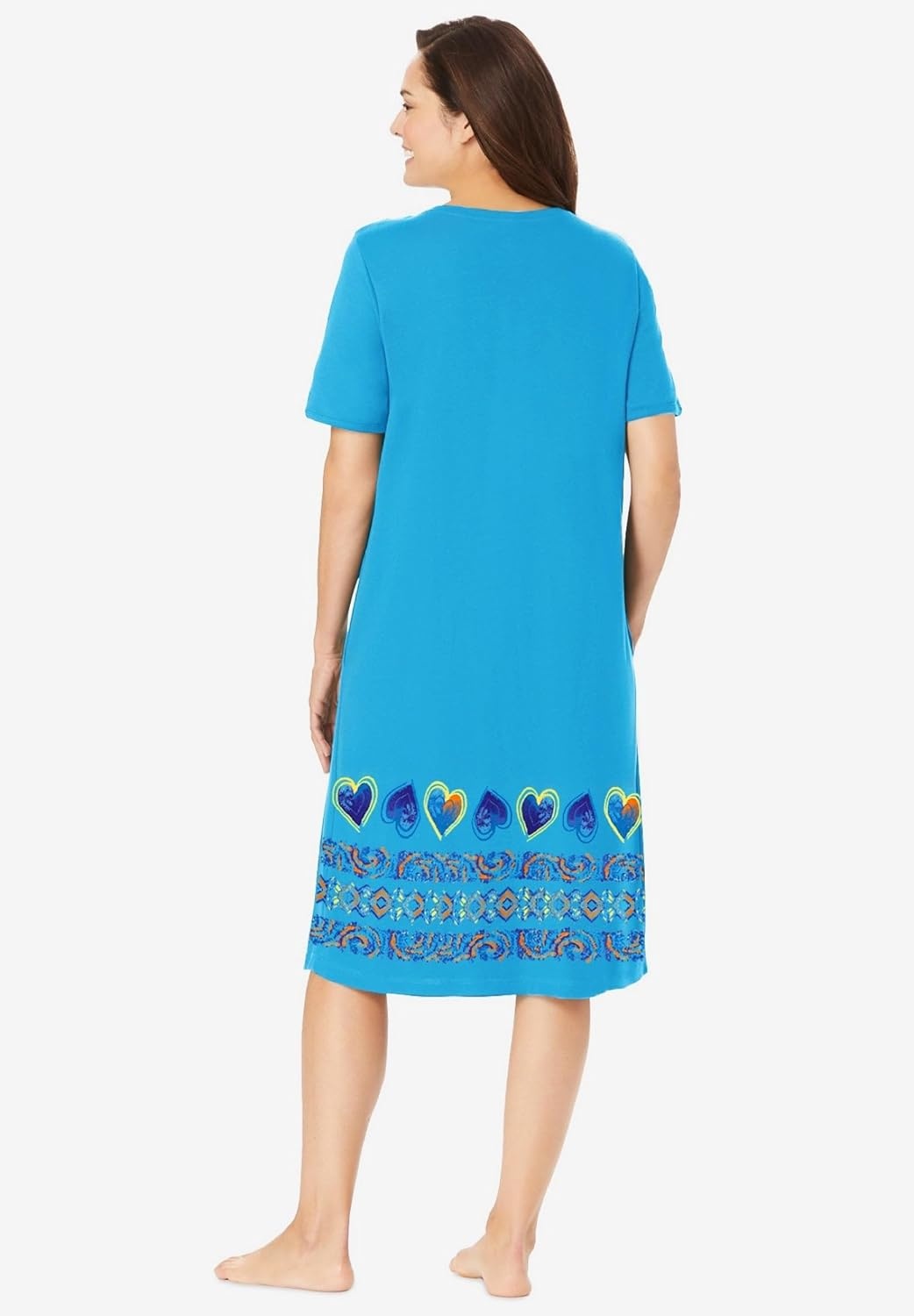 image:imageDreams amp Co Plus Size VNeck Short Sleeve Short TShirt LoungerParadise Blue Hearts
