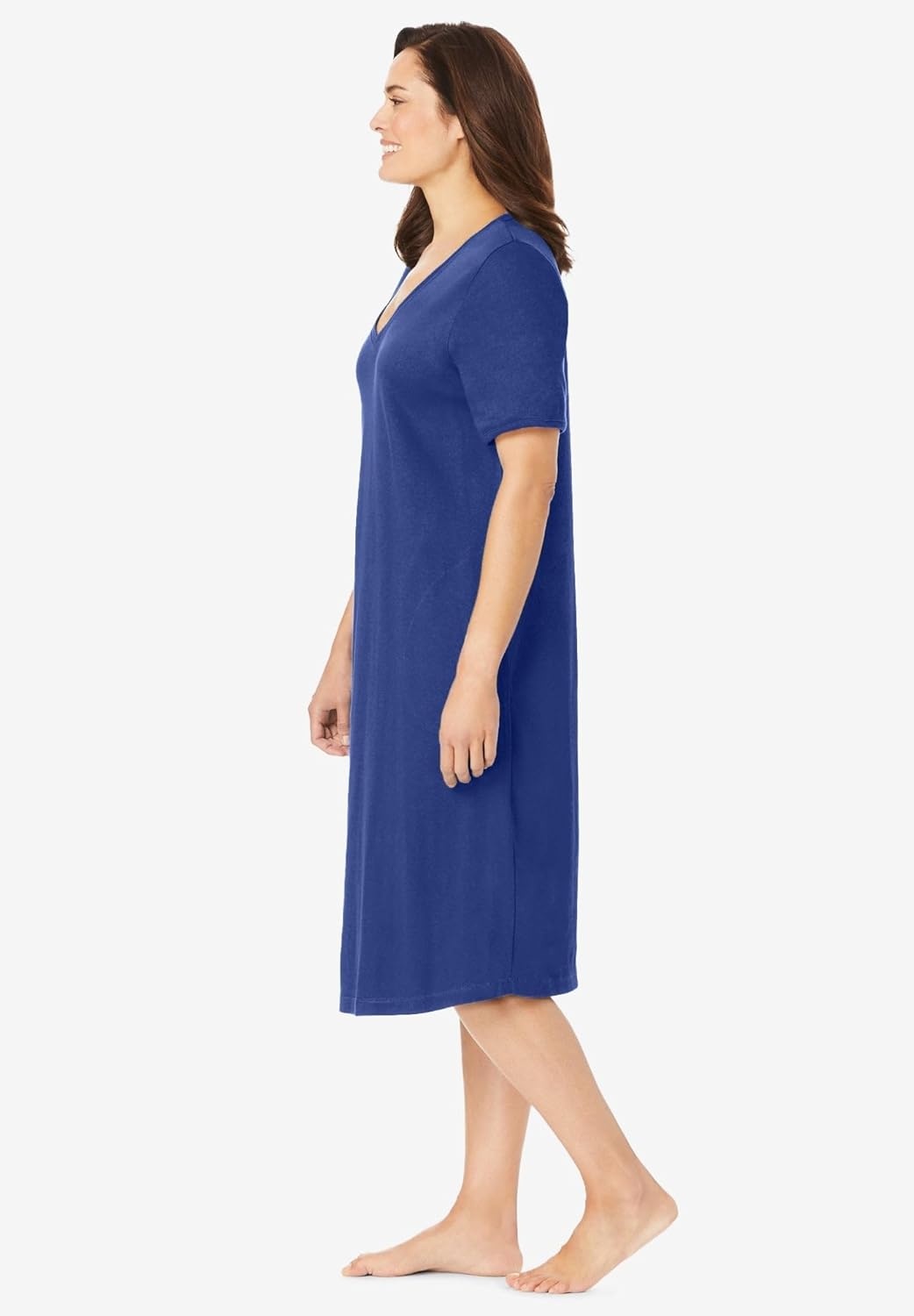 image:imageDreams amp Co Plus Size VNeck Short Sleeve Short TShirt LoungerUltra Blue