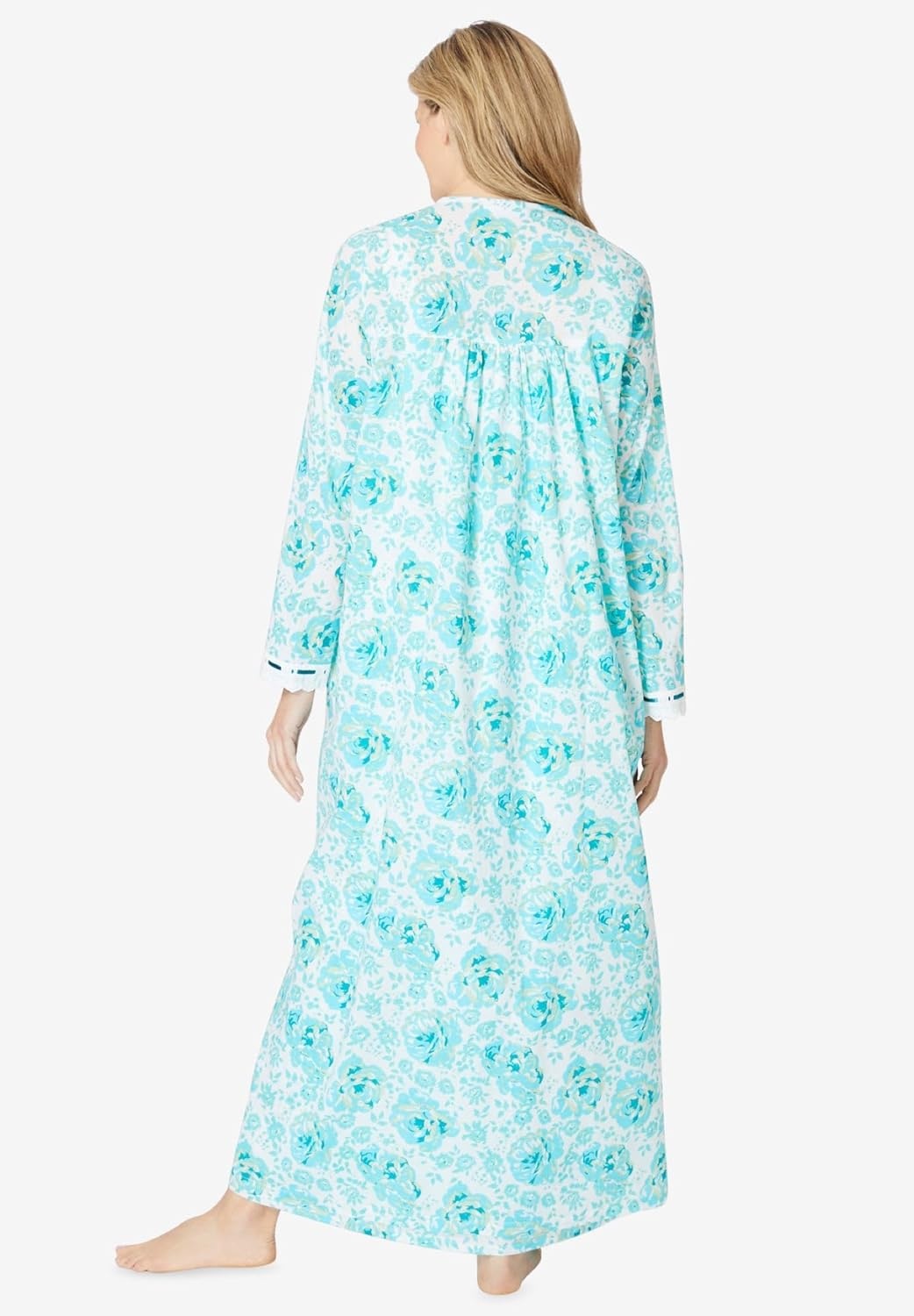 image:imageOnly Necessities Plus Size Long 2Piece CabbageRose Peignoir SetLight Sage