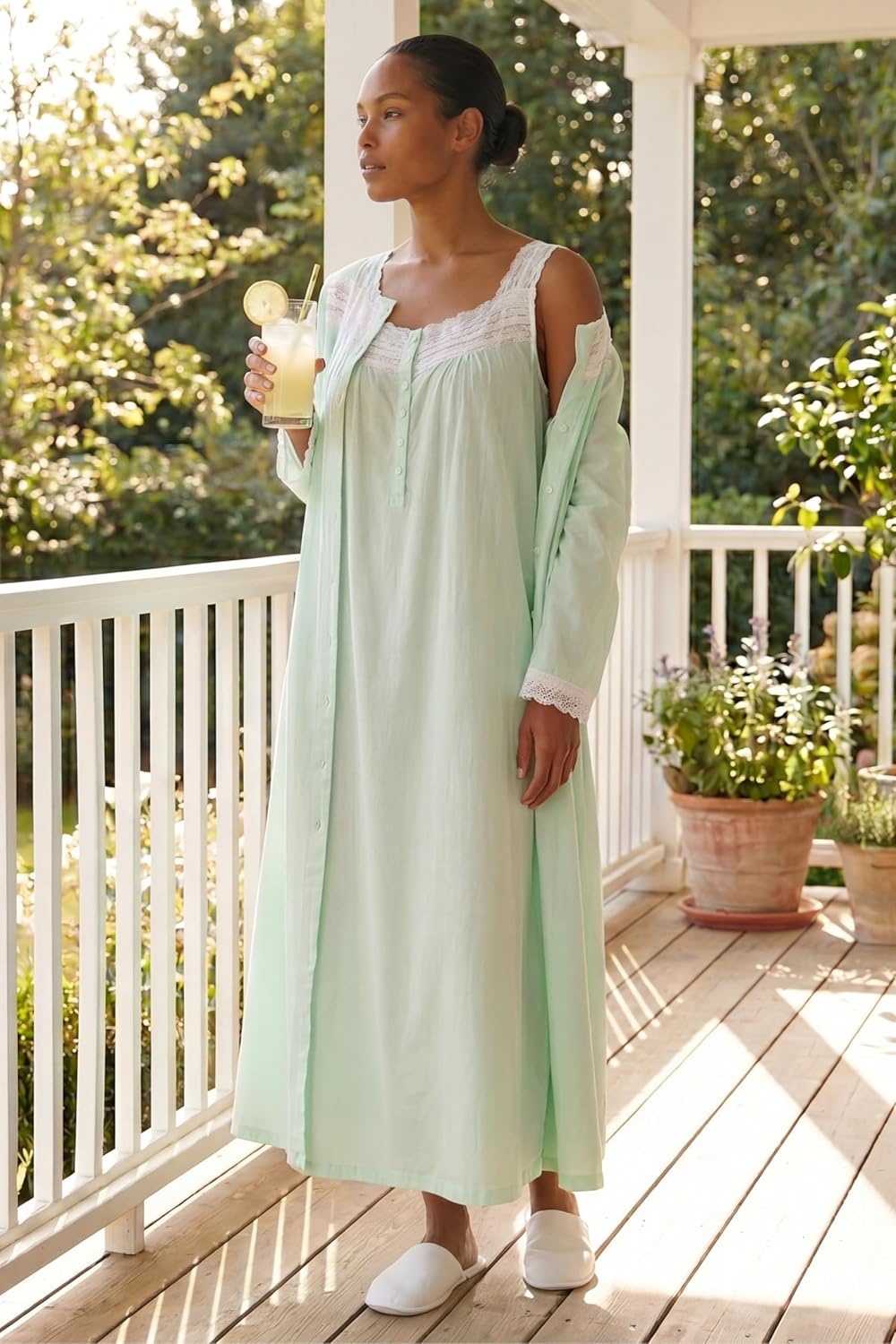 image:imageOnly Necessities Plus Size Long 2Piece CabbageRose Peignoir SetShell Pink