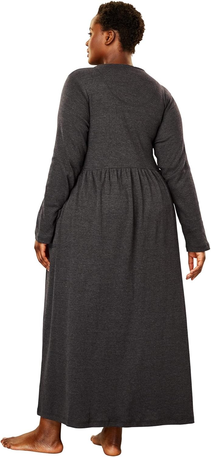 image:imageOnly Necessities Plus Size Long SnapFront Knit LoungerEvening Blue