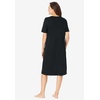Dreams & Co. Plus Size V-Neck Short Sleeve Short T-Shirt Lounger(Black)