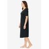 Dreams & Co. Plus Size V-Neck Short Sleeve Short T-Shirt Lounger(Black)