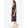 Dreams & Co. Plus Size V-Neck Short Sleeve Short T-Shirt Lounger(Black Bouquet)