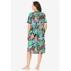Dreams & Co. Plus Size V-Neck Short Sleeve Short T-Shirt Lounger(Black Multi Floral)