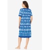 Dreams & Co. Plus Size V-Neck Short Sleeve Short T-Shirt Lounger(Bright Cobalt Tie Dye Stripe)