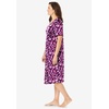 Dreams & Co. Plus Size V-Neck Short Sleeve Short T-Shirt Lounger(Dark Berry Foliage)