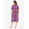 Dreams & Co. Plus Size V-Neck Short Sleeve Short T-Shirt Lounger(Dark Berry Foliage)