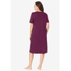 Dreams & Co. Plus Size V-Neck Short Sleeve Short T-Shirt Lounger(Deep Claret)