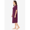 Dreams & Co. Plus Size V-Neck Short Sleeve Short T-Shirt Lounger(Deep Claret)