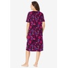 Dreams & Co. Plus Size V-Neck Short Sleeve Short T-Shirt Lounger(Deep Claret Painted Floral)