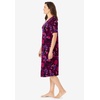 Dreams & Co. Plus Size V-Neck Short Sleeve Short T-Shirt Lounger(Deep Claret Painted Floral)
