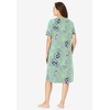 Dreams & Co. Plus Size V-Neck Short Sleeve Short T-Shirt Lounger(Deep Teal Patchwork Floral)