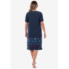 Dreams & Co. Plus Size V-Neck Short Sleeve Short T-Shirt Lounger(Navy Dancing Stars)
