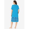 Dreams & Co. Plus Size V-Neck Short Sleeve Short T-Shirt Lounger(Paradise Blue Hearts)