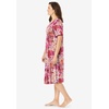 Dreams & Co. Plus Size V-Neck Short Sleeve Short T-Shirt Lounger(Pomegranate Floral)
