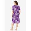 Dreams & Co. Plus Size V-Neck Short Sleeve Short T-Shirt Lounger(Rich Violet Blooming)