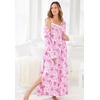 Only Necessities Plus Size Long 2-Piece Cabbage-Rose Peignoir Set(Shell Pink)