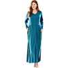 Only Necessities Plus Size Long Snap-Front Knit Lounger(Evening Blue)