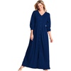 Only Necessities Plus Size Long Snap-Front Knit Lounger(Evening Blue)