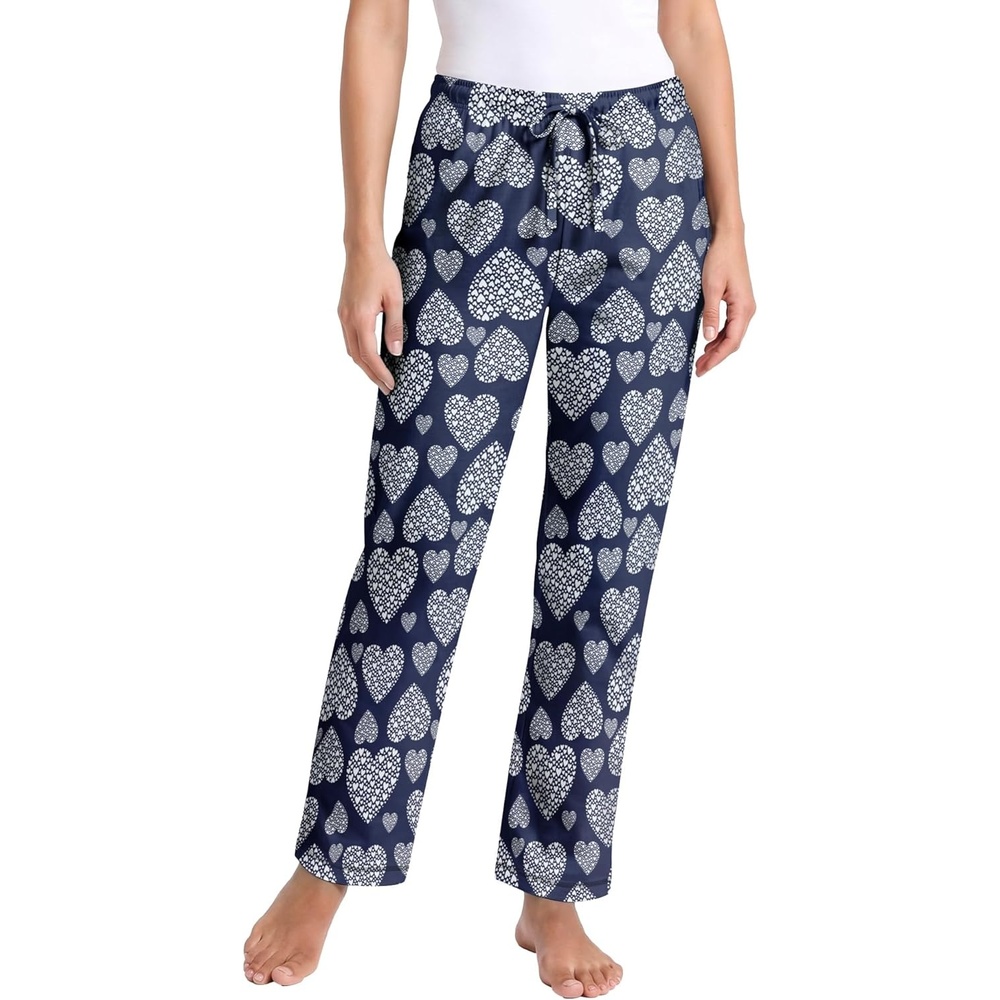 image:imageDreams amp Co Plus Size Knit Sleep PantEvening Blue Hearts