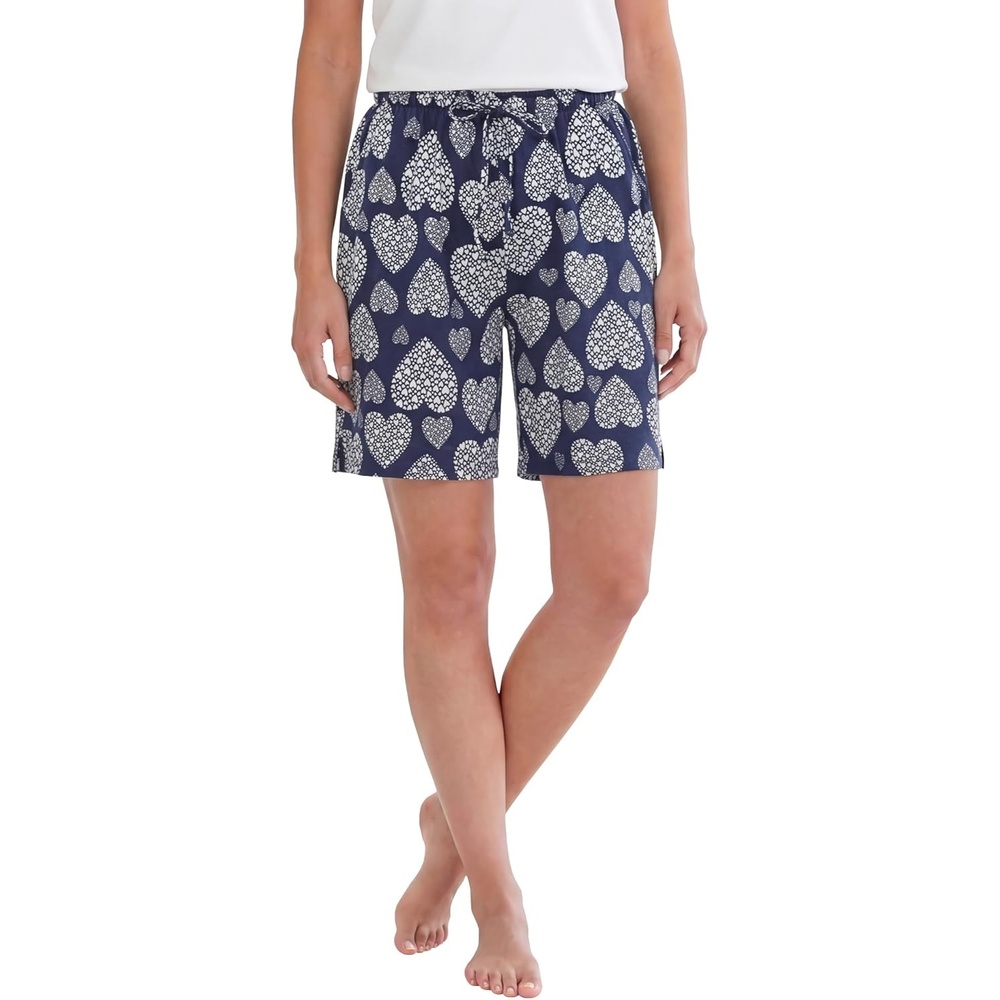 image:imageDreams amp Co Plus Size Print Pajama ShortsEvening Blue Hearts