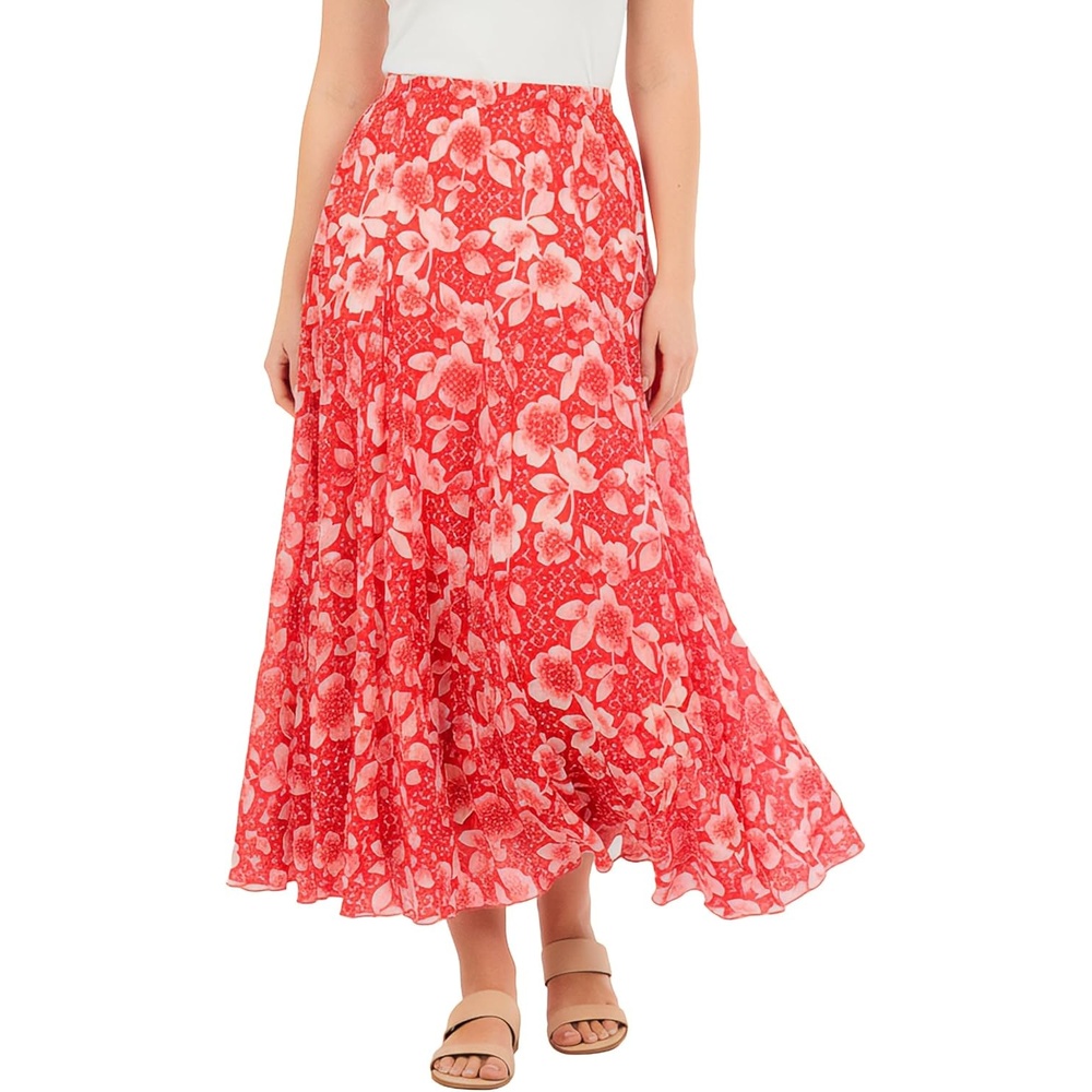 image:imageWoman Within Plus Size PullOn Elastic Waist Crinkle Printed SkirtClassic Red Batik