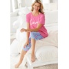 Dreams & Co. Plus Size Knit Sleep Capri(Evening Blue Hearts)