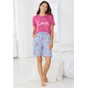 Dreams & Co. Plus Size Print Pajama Shorts(Evening Blue Hearts)