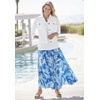 Woman Within Plus Size Pull-On Elastic Waist Crinkle Printed Skirt(Peony Petal)